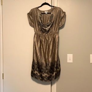 Silk draped scoop neck maternity dress